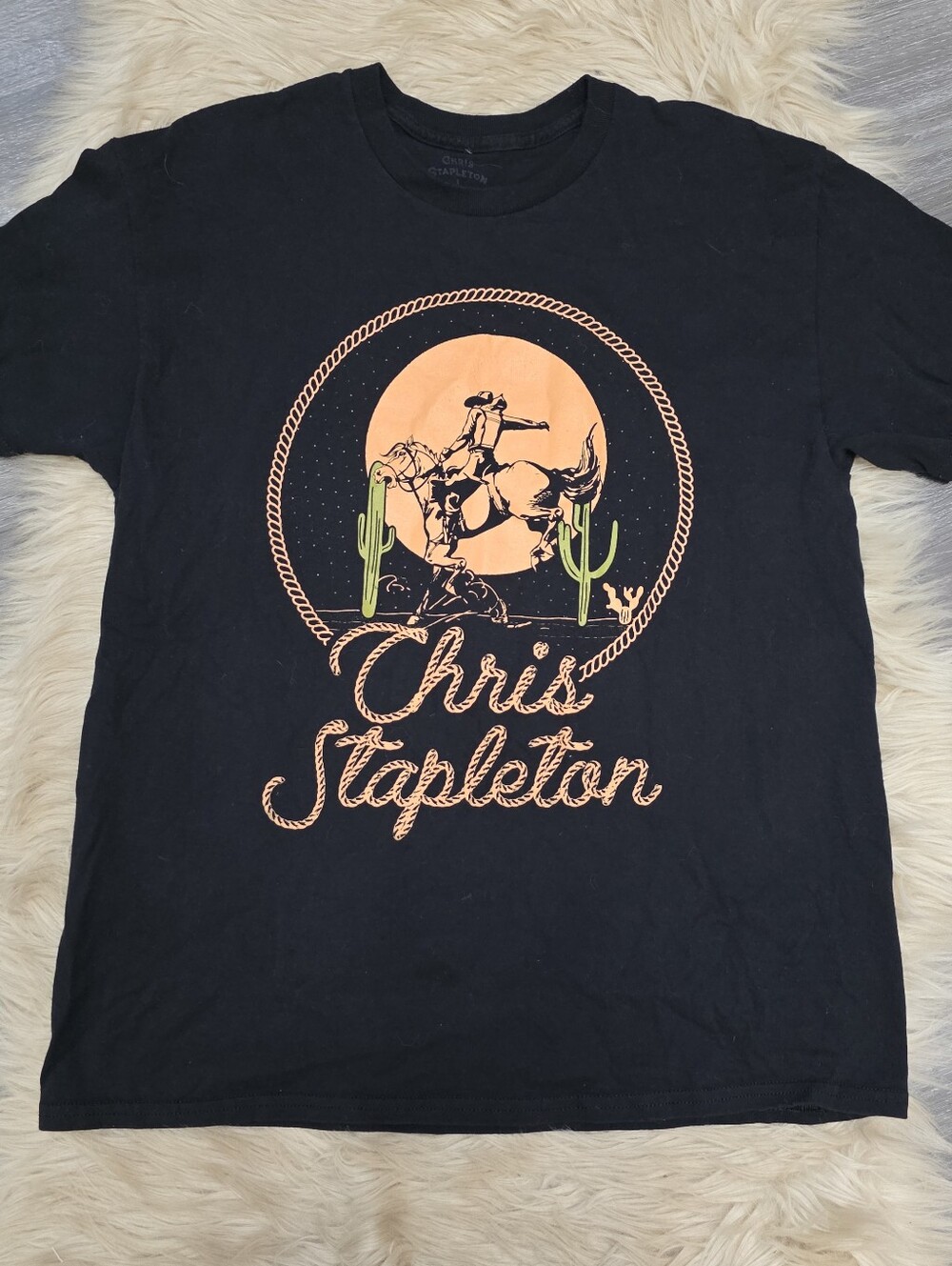 Chris Stapleton Black Graphic Tee - Rodeo Moon Design Unisex Size Large